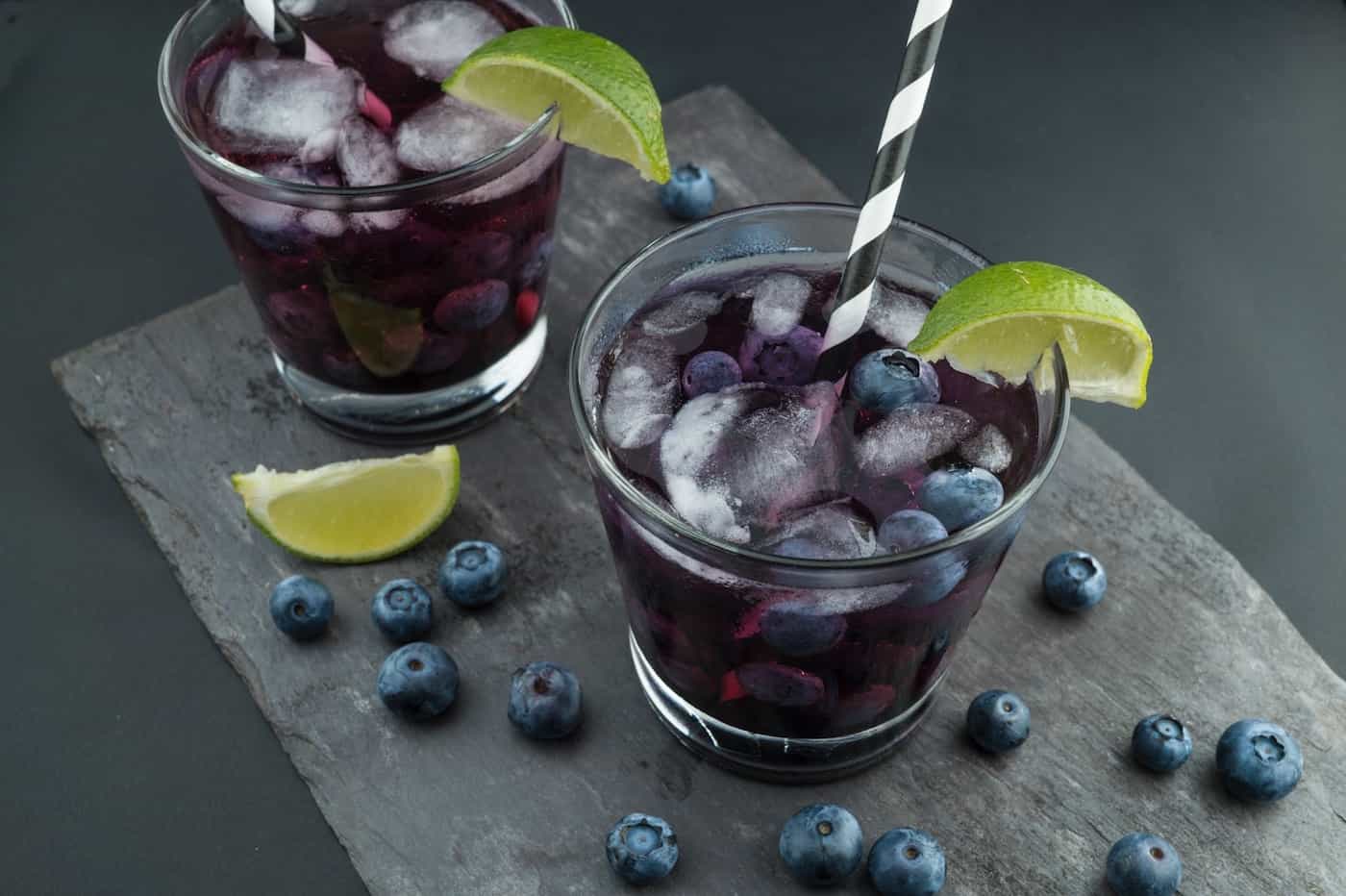 Two glasses of a refreshing blueberry drink